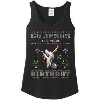 Break Dance Go Jesus It's Your Birthday Merry Christmas   Ladies Essential Tank