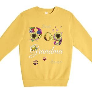 Best Dog Grandma Ever Sunflower Floral Dog Lover Mothers Day Premium Crewneck Sweatshirt