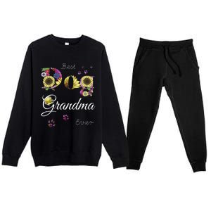 Best Dog Grandma Ever Sunflower Floral Dog Lover Mothers Day Premium Crewneck Sweatsuit Set