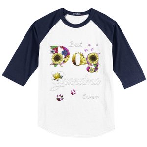 Best Dog Grandma Ever Sunflower Floral Dog Lover Mothers Day Baseball Sleeve Shirt