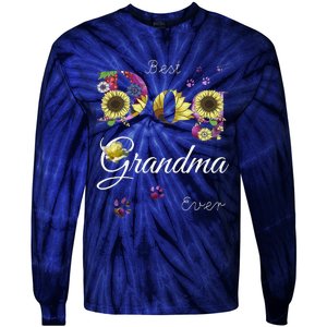 Best Dog Grandma Ever Sunflower Floral Dog Lover Mothers Day Tie-Dye Long Sleeve Shirt