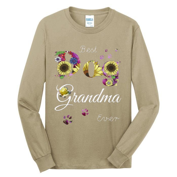 Best Dog Grandma Ever Sunflower Floral Dog Lover Mothers Day Tall Long Sleeve T-Shirt