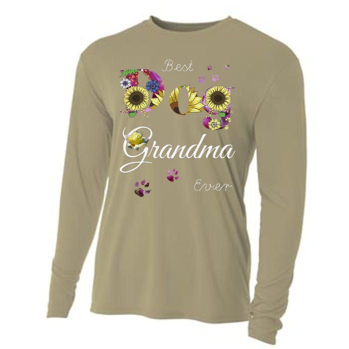 Best Dog Grandma Ever Sunflower Floral Dog Lover Mothers Day Cooling Performance Long Sleeve Crew