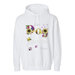 Best Dog Grandma Ever Sunflower Floral Dog Lover Mothers Day Garment-Dyed Fleece Hoodie