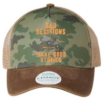 Bad Decisions Good Stories Four Wheeler Quad Offroading Sxs Legacy Tie Dye Trucker Hat