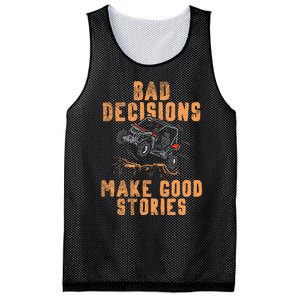 Bad Decisions Good Stories Four Wheeler Quad Offroading Sxs Mesh Reversible Basketball Jersey Tank