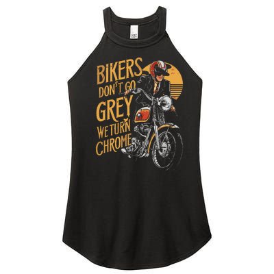 Bikers DonT Go Grey We Turn Chrome Motorcycle Bike Lover Women’s Perfect Tri Rocker Tank