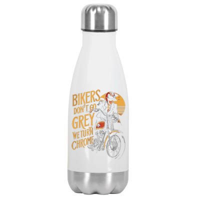 Bikers DonT Go Grey We Turn Chrome Motorcycle Bike Lover Stainless Steel Insulated Water Bottle