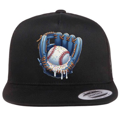 Baseball Drip Glove Ice Cream Drip Sports Flatbill Hat