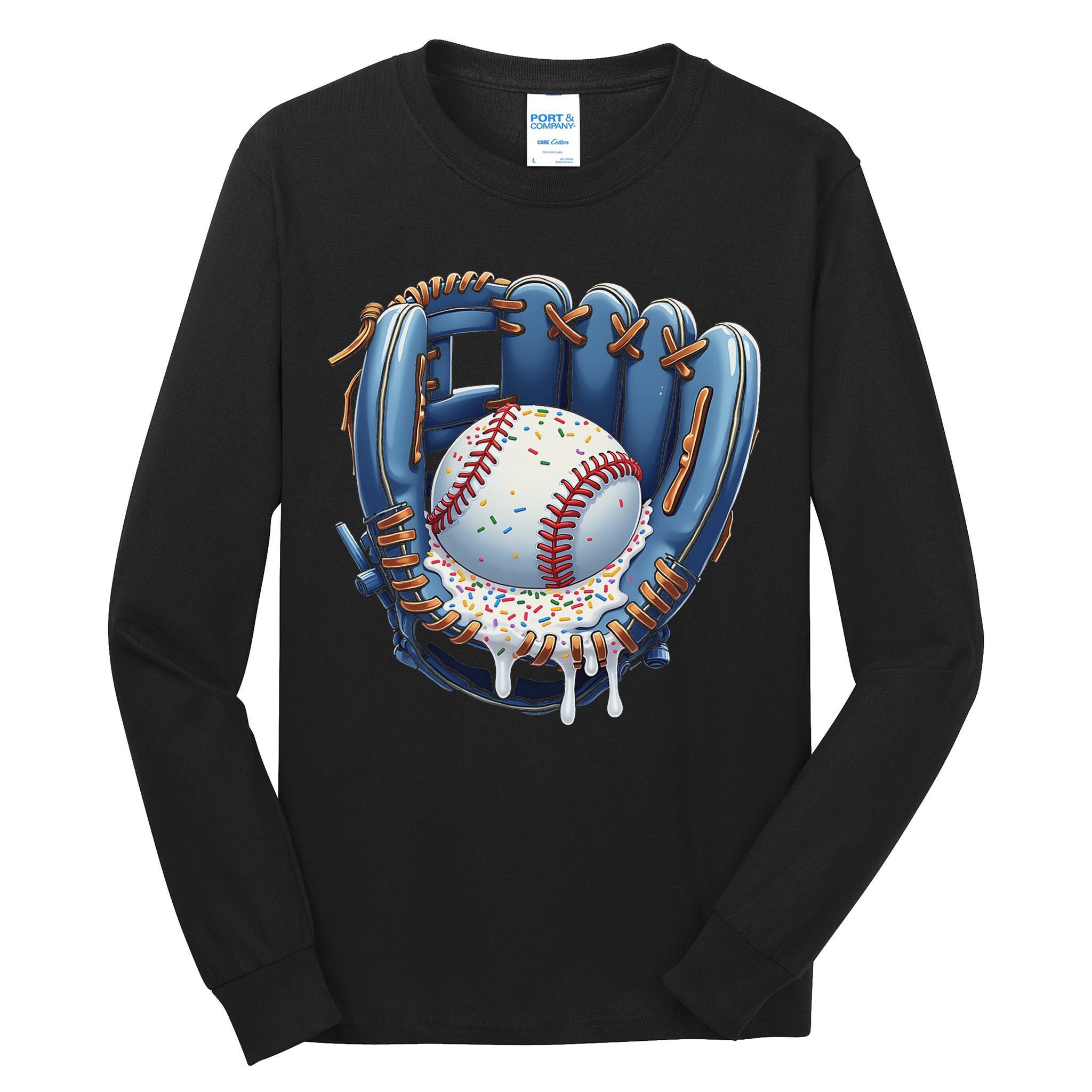 Baseball Drip Glove Ice Cream Drip Sports Tall Long Sleeve T-Shirt