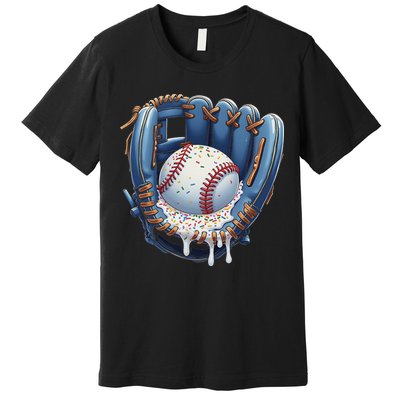 Baseball Drip Glove Ice Cream Drip Sports Premium T-Shirt