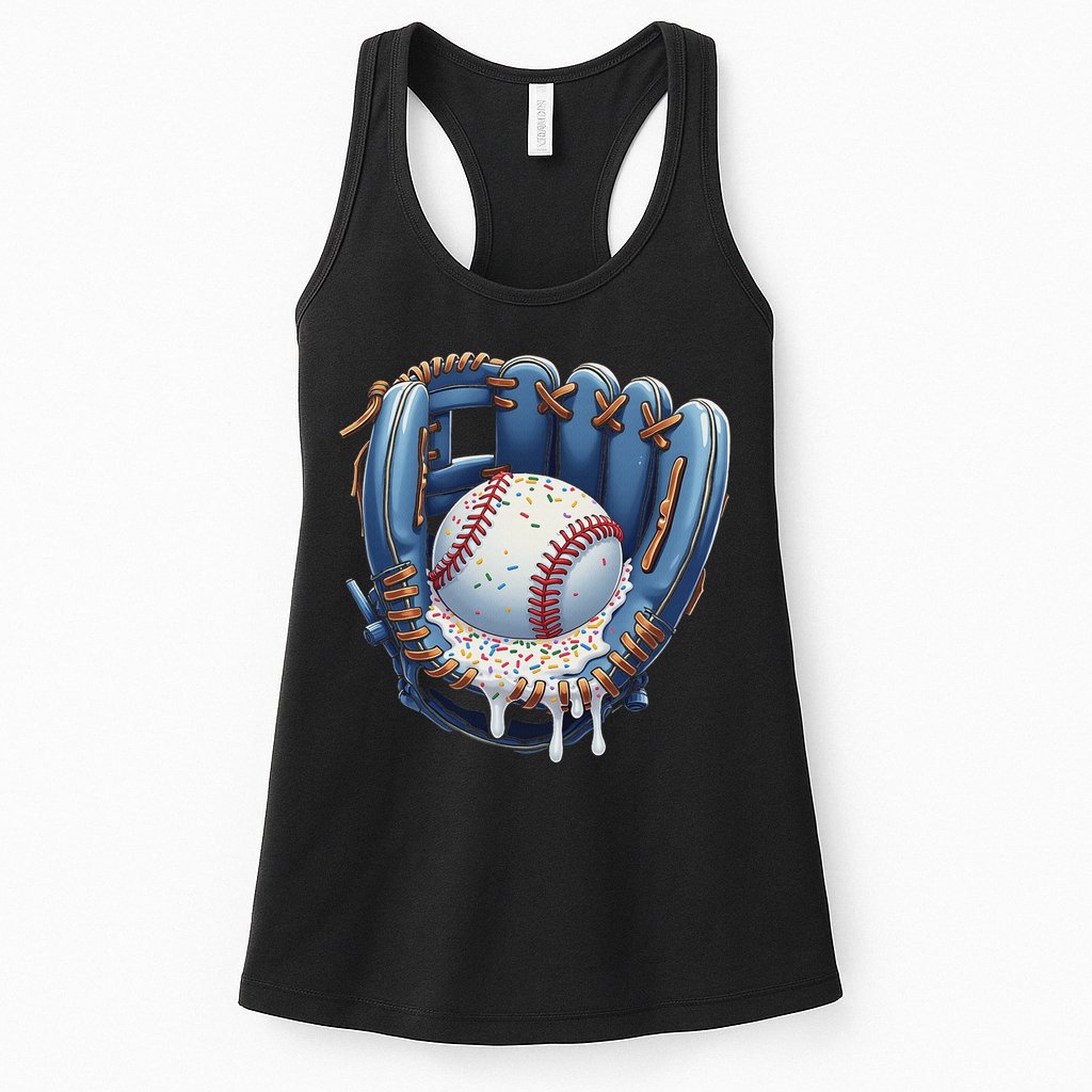 Baseball Drip Glove Ice Cream Drip Sports Womens Tank Top