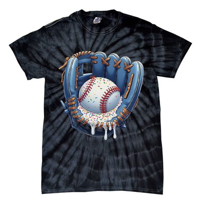 Baseball Drip Glove Ice Cream Drip Sports Tie-Dye T-Shirt