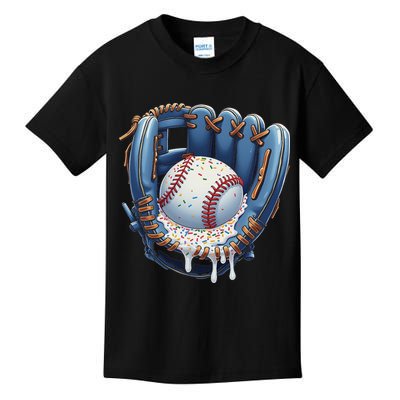 Baseball Drip Glove Ice Cream Drip Sports Kids T-Shirt
