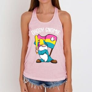 Baseball Daddy Gnome Lgbtgreat Giftq Cool Sport Pansexual Pride Flag Gift Women's Knotted Racerback Tank