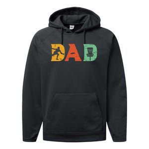 Best Disc Golf Dad Retro Fathers Day For Dad Sports Performance Fleece Hoodie