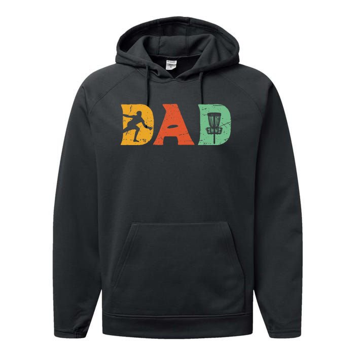 Best Disc Golf Dad Retro Fathers Day For Dad Sports Performance Fleece Hoodie