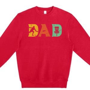 Best Disc Golf Dad Retro Fathers Day For Dad Sports Premium Crewneck Sweatshirt