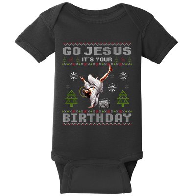 Break Dance Go Jesus It's Your Birthday Merry Christmas Day  Baby Bodysuit