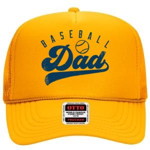 Baseball Dad Gifts Daddy Father's Day High Crown Mesh Back Trucker Hat