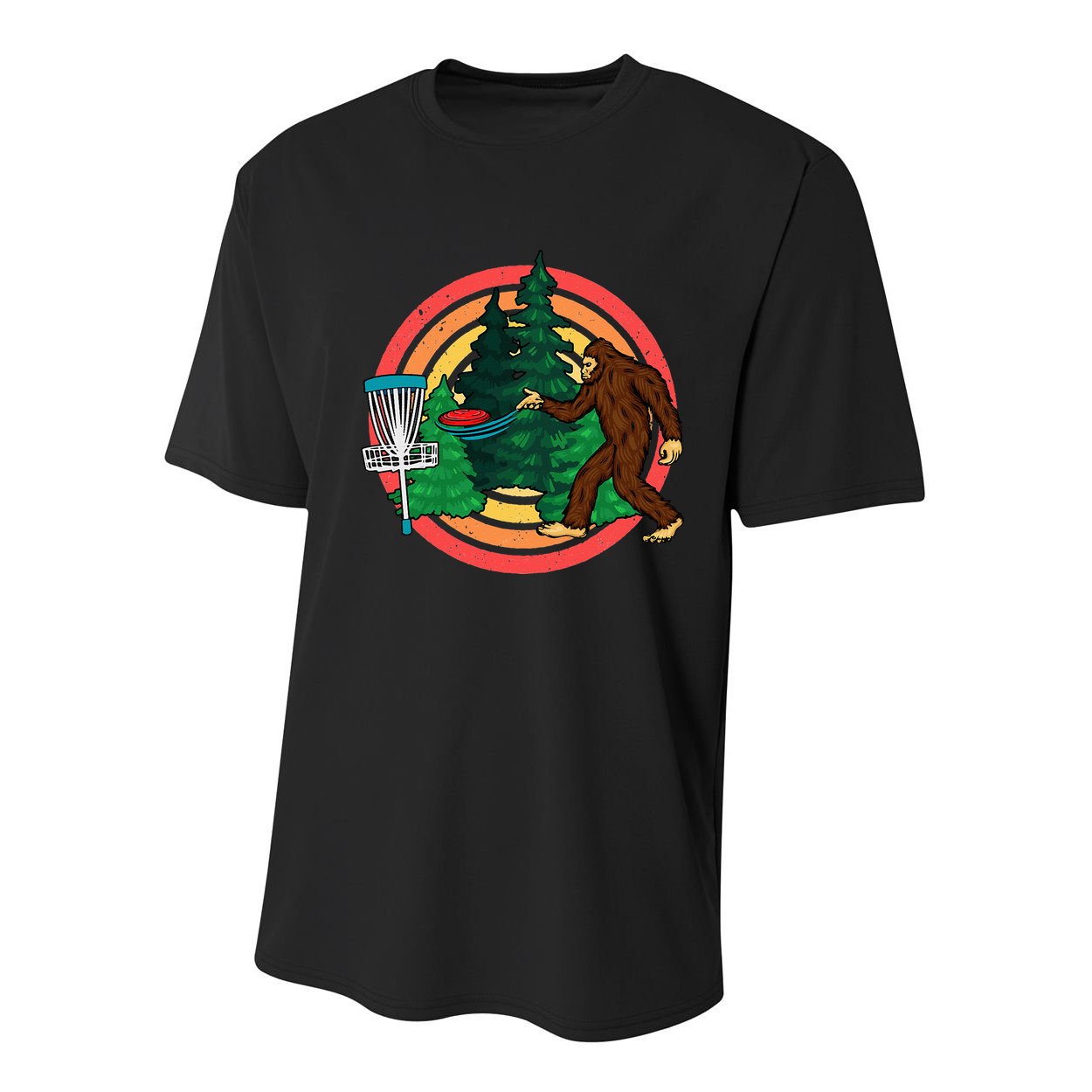 Bigfoot Disc Golf Funny Disc Golf Youth Performance Sprint T-Shirt
