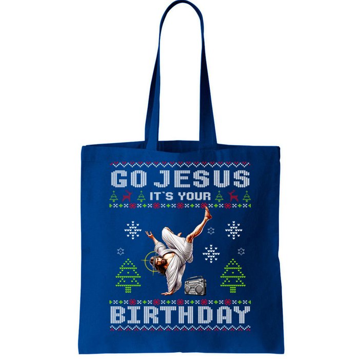 Break Dance Go Jesus ItS Your Birthday Merry Christmas Day Cool Gift Tote Bag