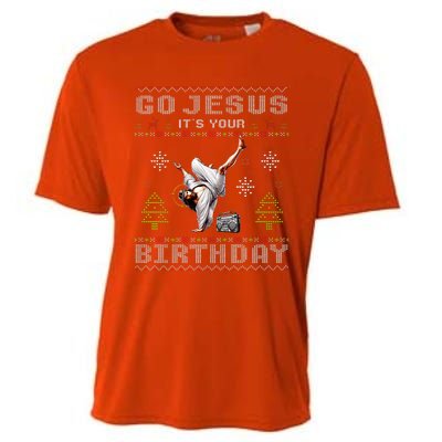 Break Dance Go Jesus It's Your Birthday Merry Christmas Day  Cooling Performance Crew T-Shirt