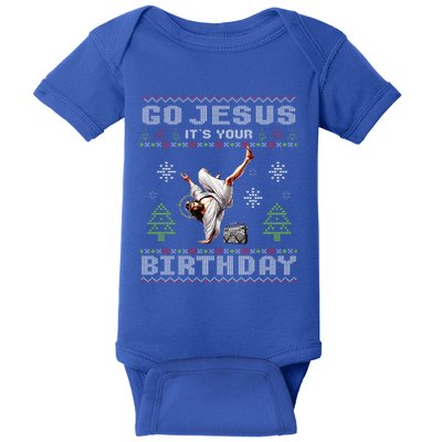 Break Dance Go Jesus It's Your Birthday Merry Christmas Day  Baby Bodysuit
