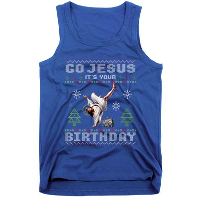 Break Dance Go Jesus It's Your Birthday Merry Christmas Day  Tank Top