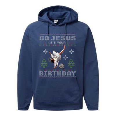 Break Dance Go Jesus It's Your Birthday Merry Christmas Day  Performance Fleece Hoodie