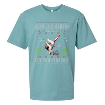 Break Dance Go Jesus It's Your Birthday Merry Christmas Day  Sueded Cloud Jersey T-Shirt