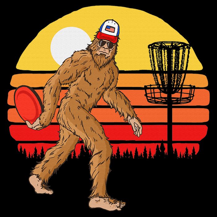 Bigfoot Disc Golf Cryptid Sasquatch Disc Golfer Tall T-Shirt
