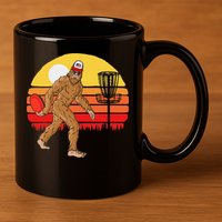 Bigfoot Disc Golf Cryptid Sasquatch Disc Golfer 11oz C Handle Ceramic Mug