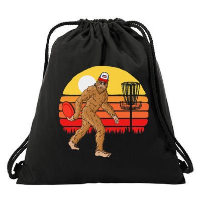 Bigfoot Disc Golf Cryptid Sasquatch Disc Golfer Drawstring Bag