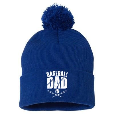 Baseball Dad Great Gift Pom Pom 12in Knit Beanie