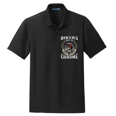 Bikers Dont Go Grey We Turn Chrome Skull Helmet Biking Biker Dry Zone Grid Polo