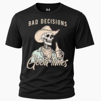 Bad Decisions Good Times Skeleton Cowboy Cooling Performance Crew T-Shirt