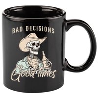 Bad Decisions Good Times Skeleton Cowboy 11oz C Handle Ceramic Mug