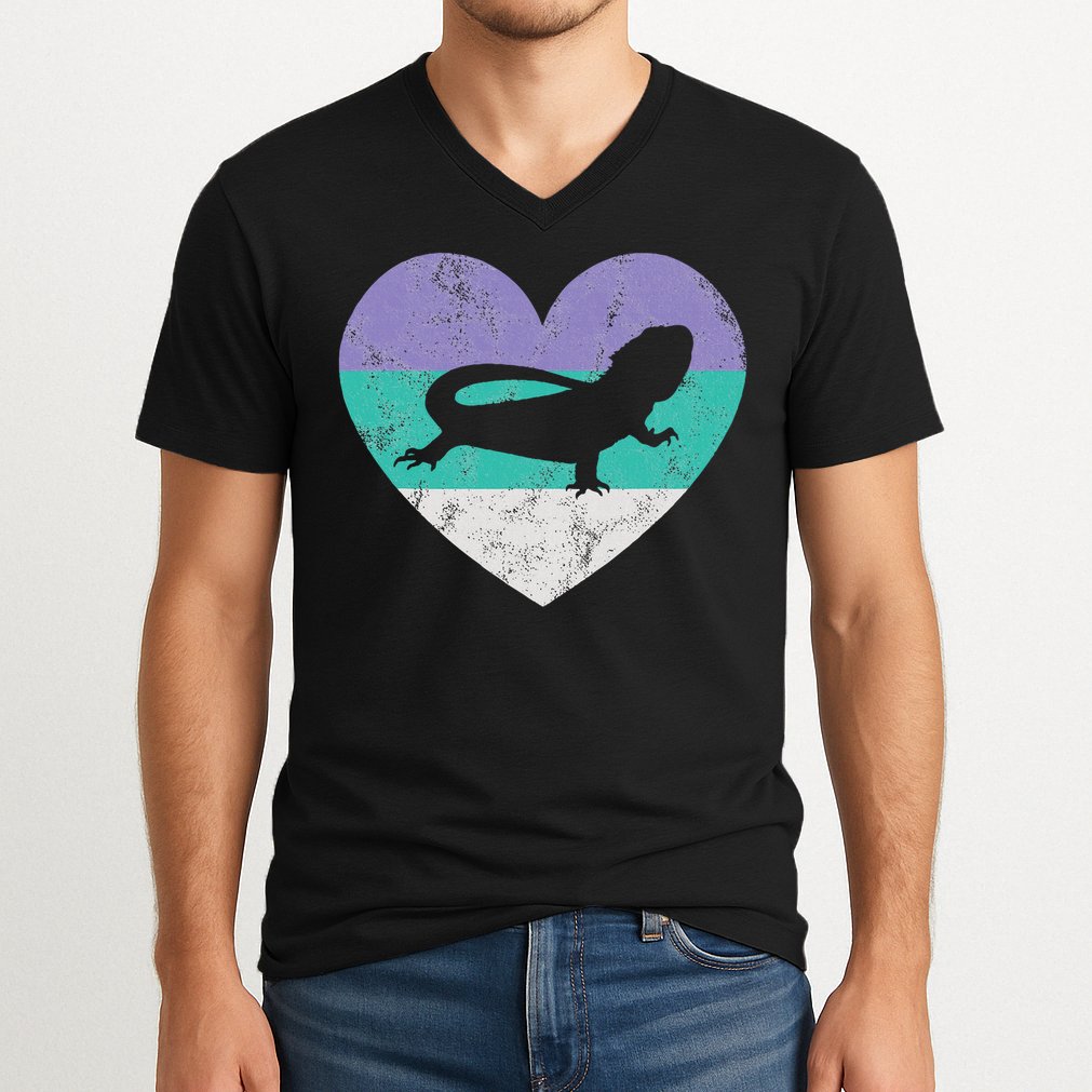 Bearded Dragon Gif For Women & Girls Retro Cute V-Neck T-Shirt