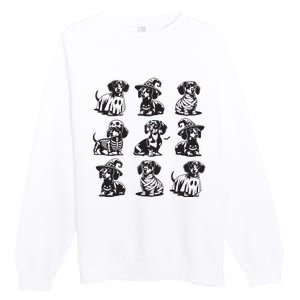 Boo Dachshund Halloween Spooky Dog Wiener Halloween Costume Premium Crewneck Sweatshirt