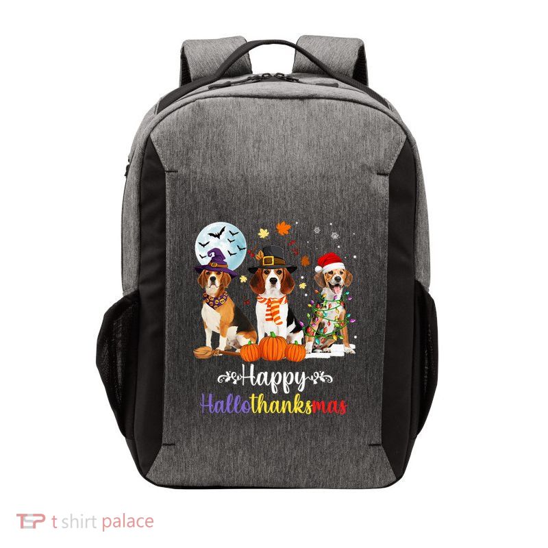 Beagle Dog Halloween Merry Christmas Happy Hallothanksmas Vector Backpack