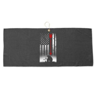 Bow Deer Hunting American Flag Gift For Bow Hunting Cute Gift Large Microfiber Waffle Golf Towel