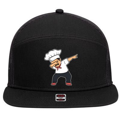 Baker Dabbing Head Chef Meaningful Gift 7 Panel Mesh Trucker Snapback Hat