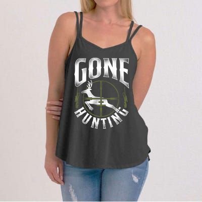 Buck Deer Hunting Hunter Vintage Gone Hunting Gift Women's Strappy Tank