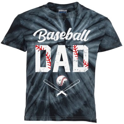 Baseball Dad Happy Fathers Day Kids Tie-Dye T-Shirt