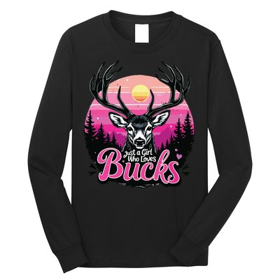Buck Deer Hunting Hunter Girl Vintage Hunt Long Sleeve Shirt
