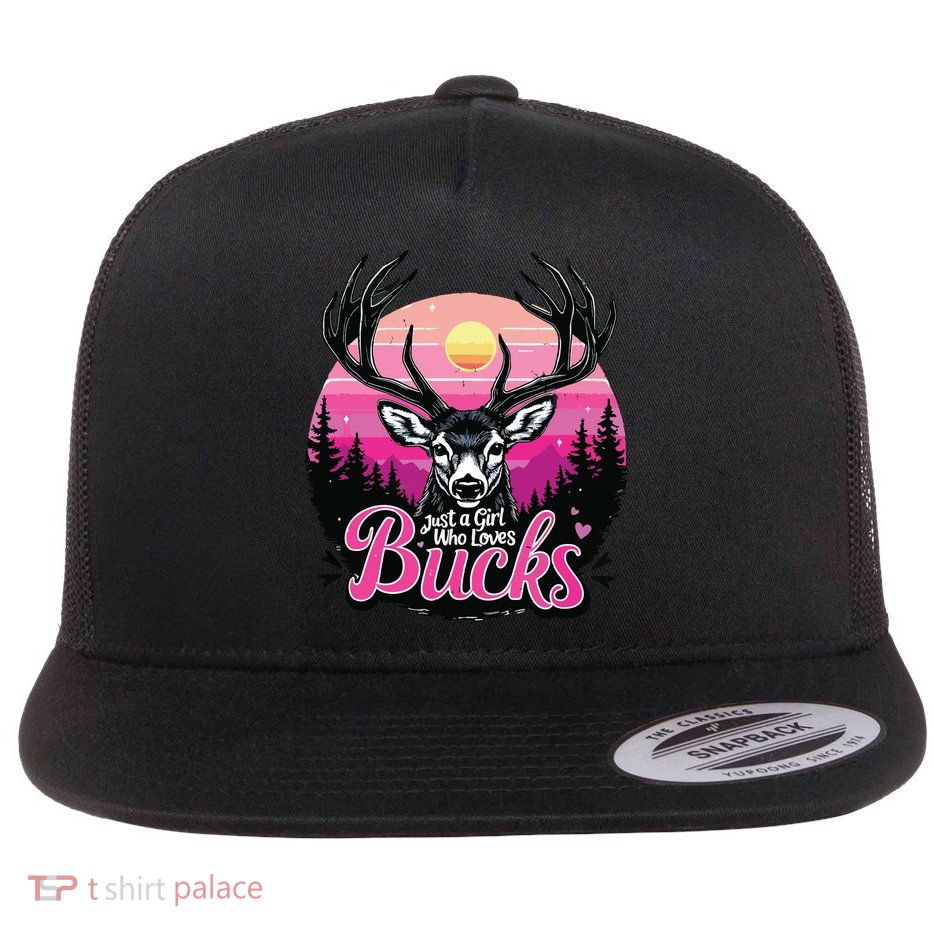 Buck Deer Hunting Hunter Girl Vintage Hunt Flatbill Hat