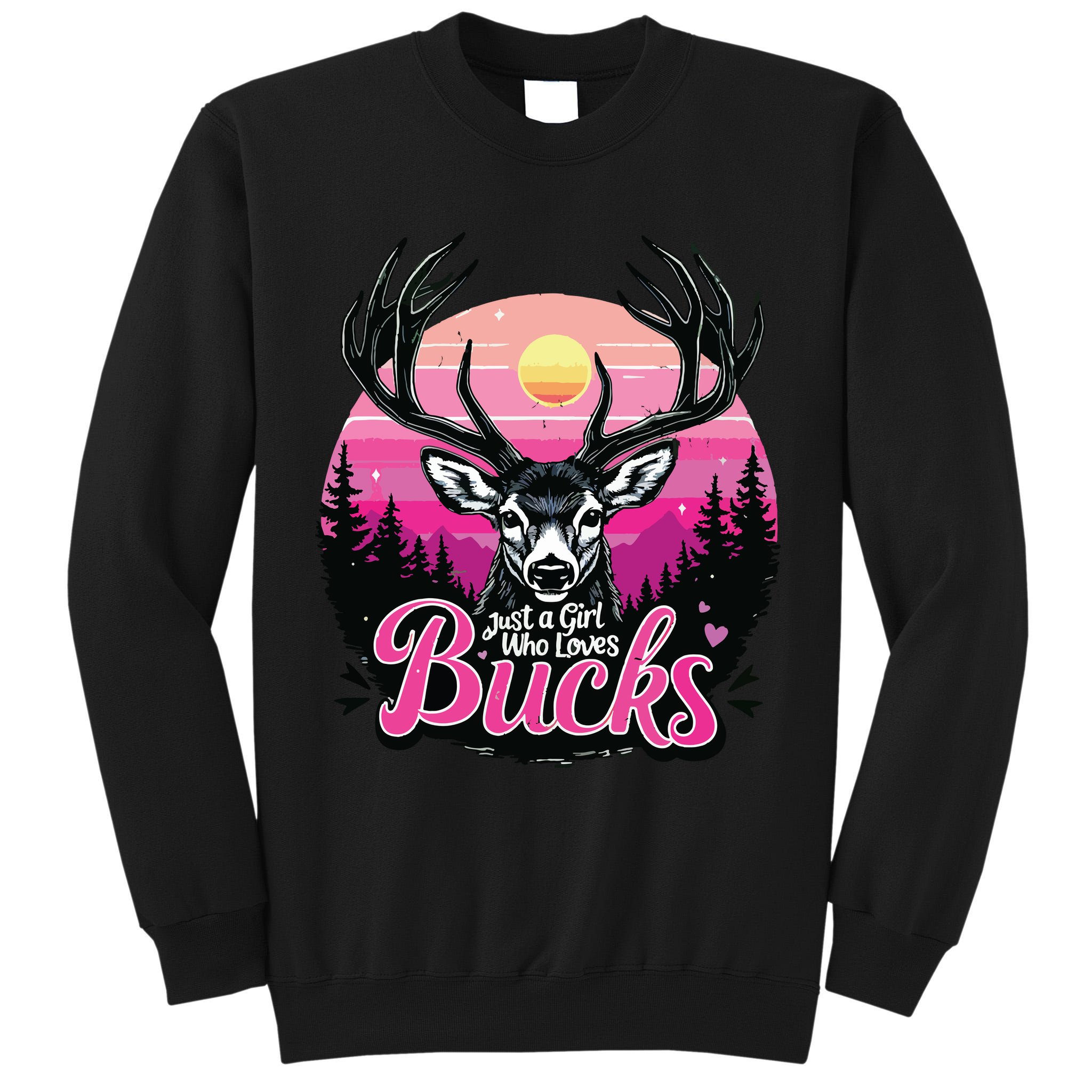 Buck Deer Hunting Hunter Girl Vintage Hunt Tall Sweatshirt