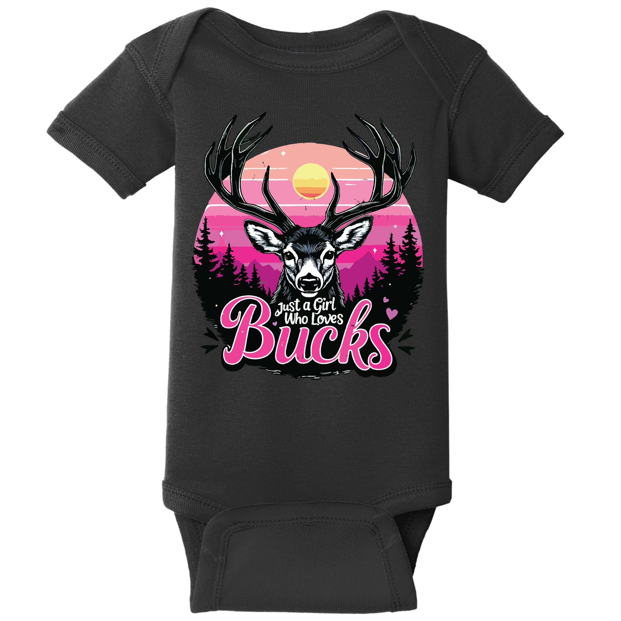 Buck Deer Hunting Hunter Girl Vintage Hunt Baby Bodysuit