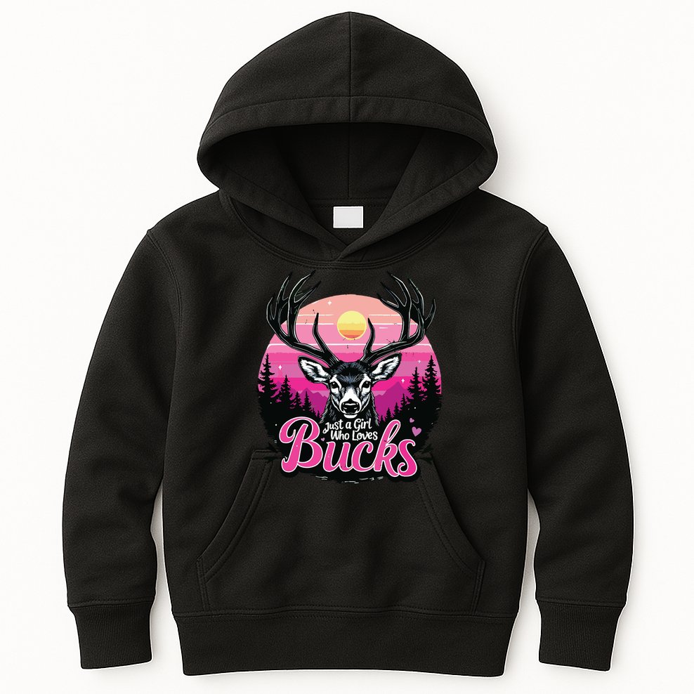 Buck Deer Hunting Hunter Girl Vintage Hunt Kids Hoodie